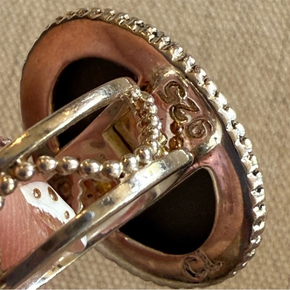 Vintage Colleen Lopez 925 Sterling Pink Druzy Ring Size 9 Adjustable - Picture 7 of 9